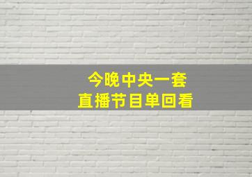 今晚中央一套直播节目单回看