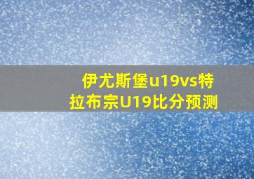 伊尤斯堡u19vs特拉布宗U19比分预测