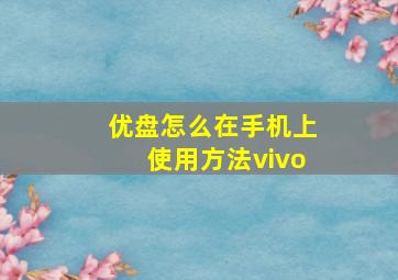 优盘怎么在手机上使用方法vivo