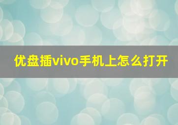 优盘插vivo手机上怎么打开