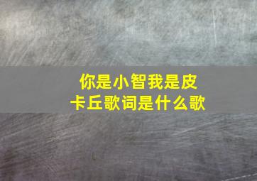 你是小智我是皮卡丘歌词是什么歌