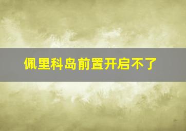 佩里科岛前置开启不了