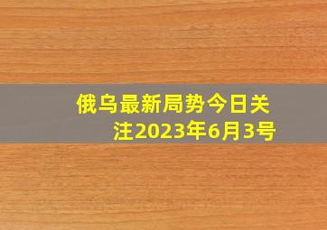 俄乌最新局势今日关注2023年6月3号