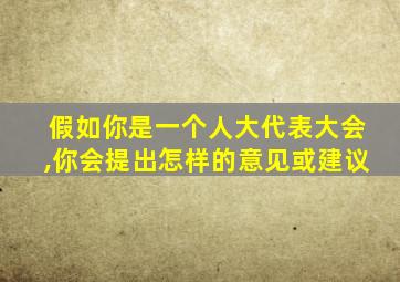 假如你是一个人大代表大会,你会提出怎样的意见或建议