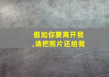 假如你要离开我,请把照片还给我