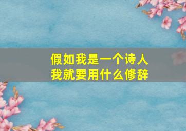 假如我是一个诗人我就要用什么修辞