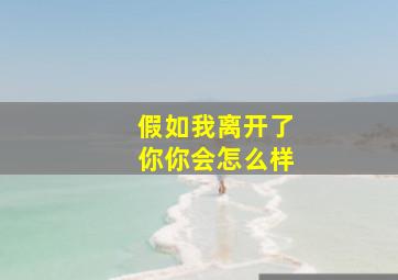 假如我离开了你你会怎么样