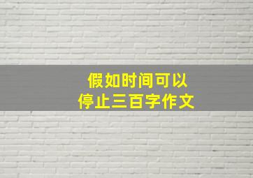 假如时间可以停止三百字作文