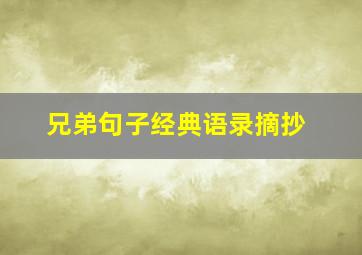 兄弟句子经典语录摘抄