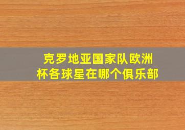 克罗地亚国家队欧洲杯各球星在哪个俱乐部