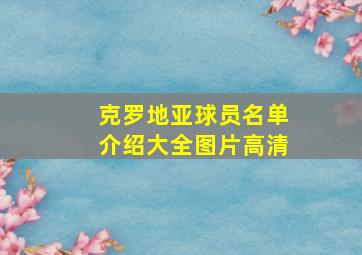 克罗地亚球员名单介绍大全图片高清