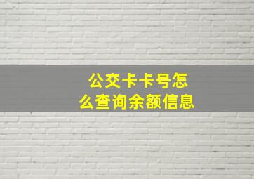 公交卡卡号怎么查询余额信息