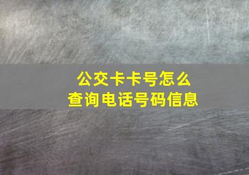 公交卡卡号怎么查询电话号码信息