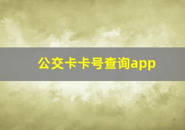 公交卡卡号查询app