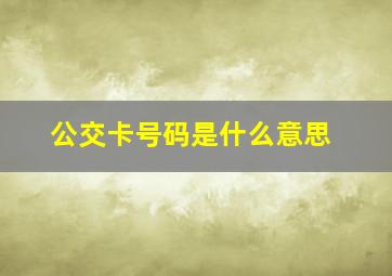 公交卡号码是什么意思