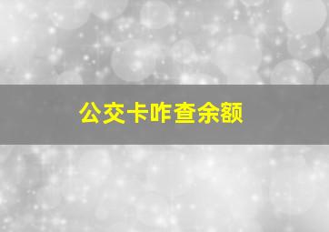 公交卡咋查余额