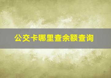 公交卡哪里查余额查询