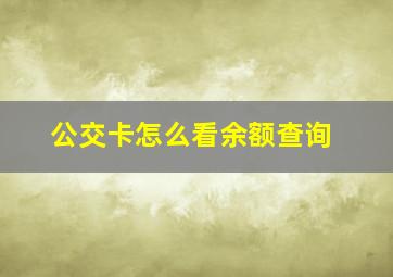 公交卡怎么看余额查询