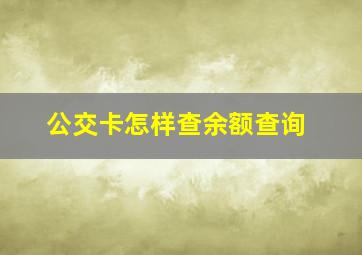 公交卡怎样查余额查询