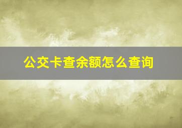 公交卡查余额怎么查询