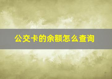 公交卡的余额怎么查询