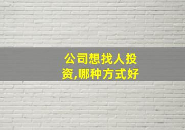 公司想找人投资,哪种方式好