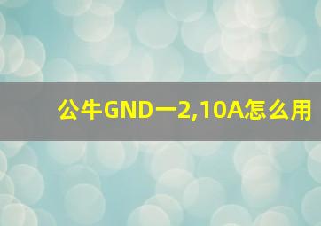 公牛GND一2,10A怎么用