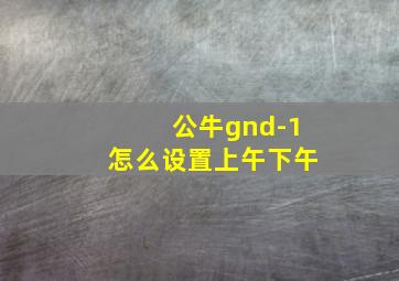 公牛gnd-1怎么设置上午下午