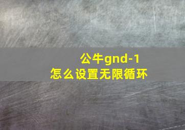 公牛gnd-1怎么设置无限循环