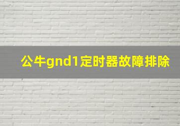 公牛gnd1定时器故障排除