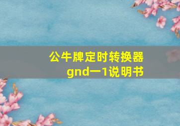 公牛牌定时转换器gnd一1说明书