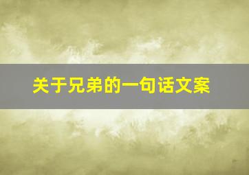 关于兄弟的一句话文案