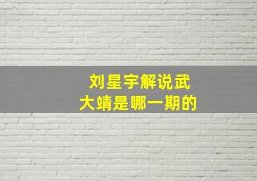 刘星宇解说武大靖是哪一期的