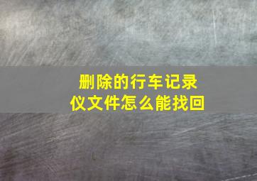 删除的行车记录仪文件怎么能找回