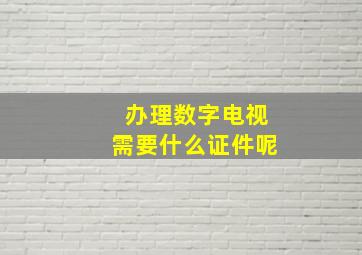 办理数字电视需要什么证件呢