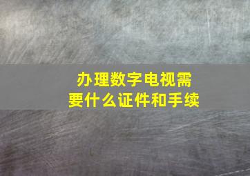 办理数字电视需要什么证件和手续