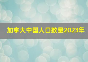 加拿大中国人口数量2023年