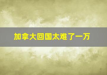 加拿大回国太难了一万