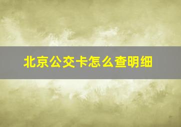 北京公交卡怎么查明细