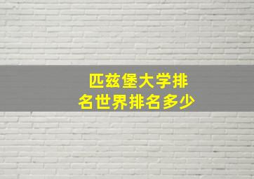 匹兹堡大学排名世界排名多少