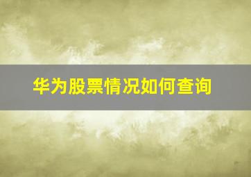 华为股票情况如何查询