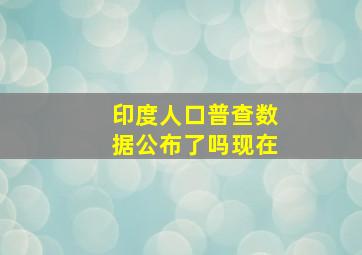 印度人口普查数据公布了吗现在