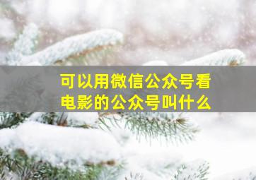 可以用微信公众号看电影的公众号叫什么