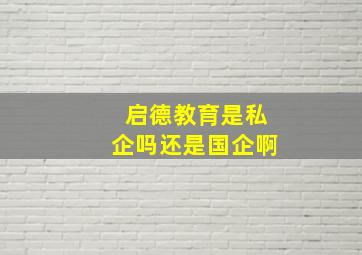 启德教育是私企吗还是国企啊