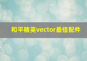 和平精英vector最佳配件