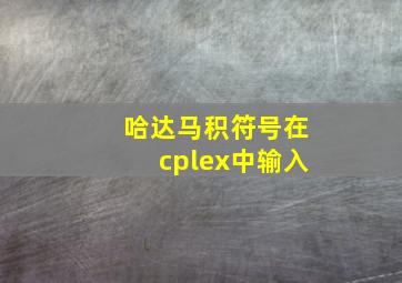 哈达马积符号在cplex中输入