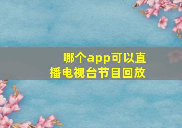 哪个app可以直播电视台节目回放