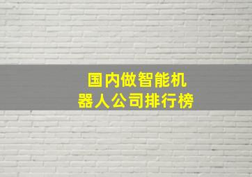 国内做智能机器人公司排行榜