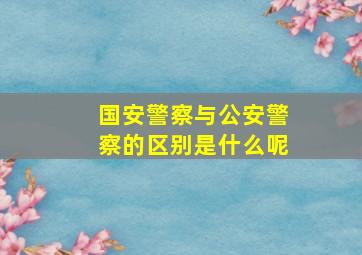 国安警察与公安警察的区别是什么呢