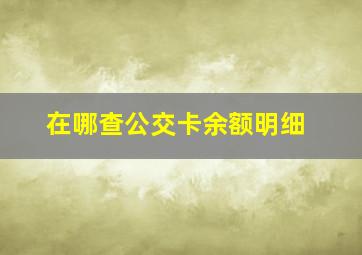 在哪查公交卡余额明细